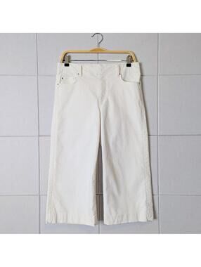 Ann Taylor low waist wide leg cropped white jeans